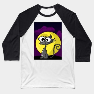 Cartoon Spooky Cat Baseball T-Shirt